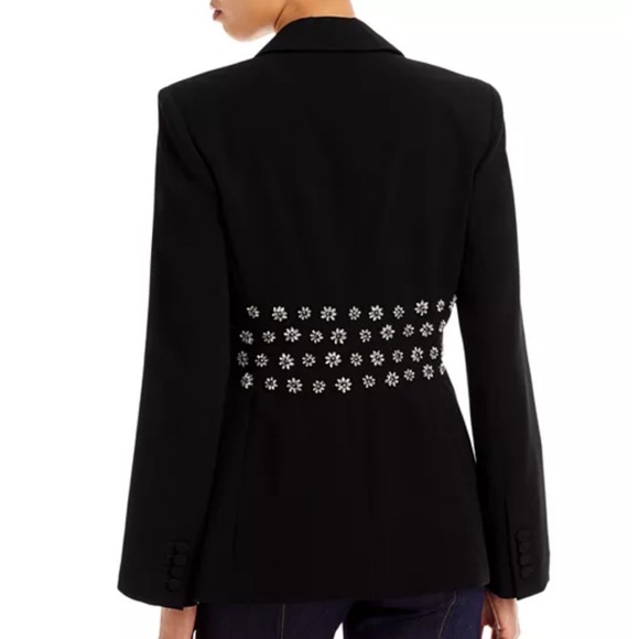 NEW NWT Cinq A Sept Loisa Crystal Embellished Crepe Blazer Jacket In Black - Picture 2 of 14